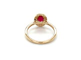 10K Yellow Gold Oval Ruby and Diamond Halo Ring 1.29ctw