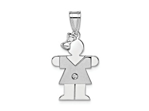 Rhodium Over 14k White Gold Diamond Kid Pendant