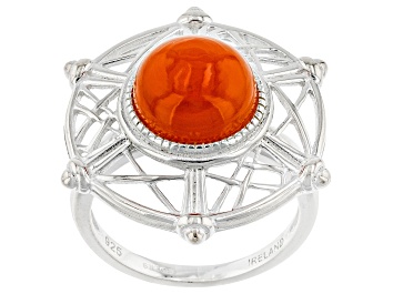 Picture of 10mm Carnelian Gemstone Viking Sterling Silver Ring
