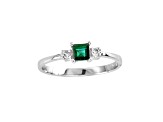 0.34ctw Emerald and Diamond Ring in 14k White Gold
