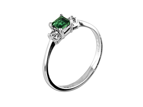 0.34ctw Emerald and Diamond Ring in 14k White Gold - 11DSZA | JTV.com