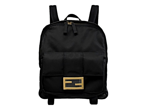 Fendi Baguette Black Nylon Gold Logo Small Travel Backpack Bag 11DW3A JTV