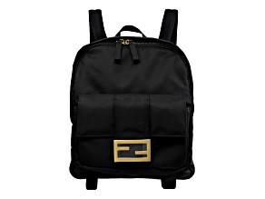 Fendi Baguette Black Nylon Gold Logo Small Travel Backpack Bag