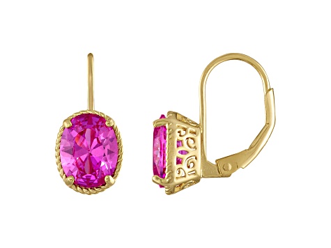 Pink Lab Created Sapphire Filigree 14k Gold Over Sterling Silver Earrings 3.40ctw