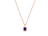 Octagonal Amethyst and Cubic Zirconia 18K Rose Gold Over Sterling Silver Pendant with chain, 2.13ctw