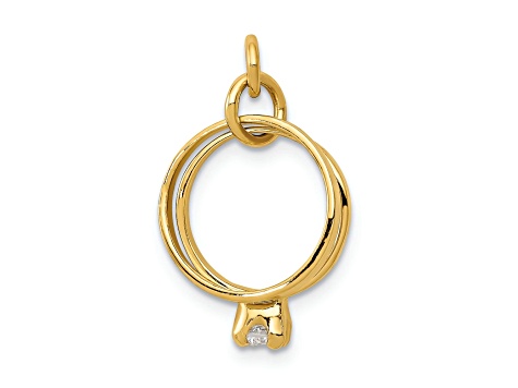 14k Yellow Gold Wedding Rings Cubic Zirconia Charm