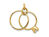 14k Yellow Gold Wedding Rings Cubic Zirconia Charm