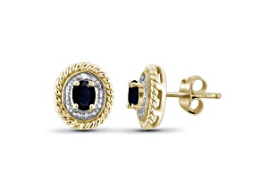 Black Sapphire 14K Gold Over Sterling Silver Earrings 0.42ctw