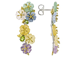 Multi Gemstone Rhod/24K Gold Over Palladium Sterling Silver Earrings 19.38ctw