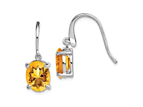 Sterling Silver Rhodium-plated Citrine Wire Earrings