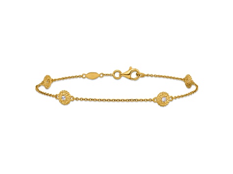 14K Yellow Gold Diamond Circles 7.5-inch Bracelet