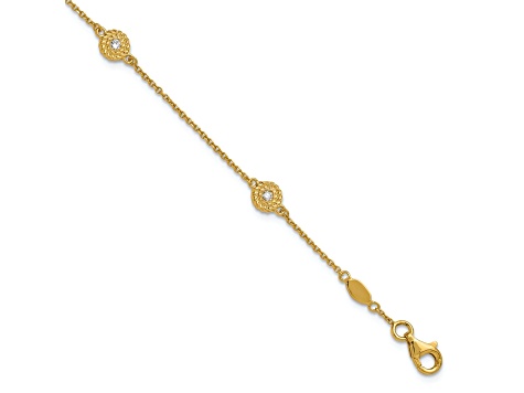 14K Yellow Gold Diamond Circles 7.5-inch Bracelet