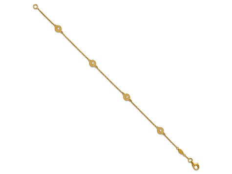 14K Yellow Gold Diamond Circles 7.5-inch Bracelet