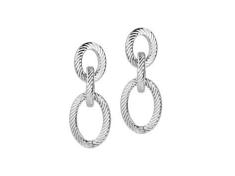 Judith Ripka Interlocking Oval Dangle Earrings, Rhodium Over Sterling Silver