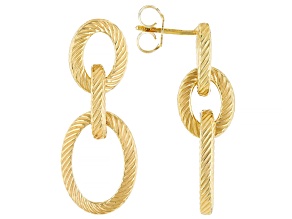 Judith Ripka Interlocking Oval Dangle Earrings, 14K Yellow Gold Clad