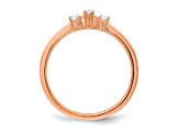 14K Rose Gold Beaded Edges 3 stone Oval Diamond Ring 0.12ctw