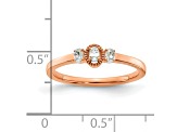 14K Rose Gold Beaded Edges 3 stone Oval Diamond Ring 0.12ctw