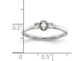 Rhodium Over 14K Gold Beaded Edges 3 stone Oval Diamond Ring 0.12ctw