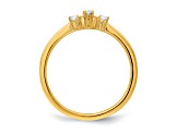 14K Yellow Gold Beaded Edges 3 stone Oval Diamond Ring 0.12ctw