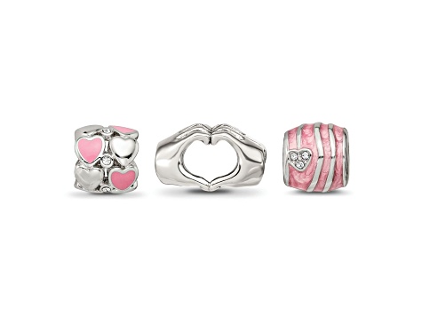 Sterling Silver Reflections Hearts of Love Boxed Bead Set