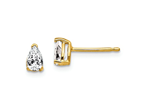 14K Yellow Gold 5x3mm Pear Cubic Zirconia Earrings