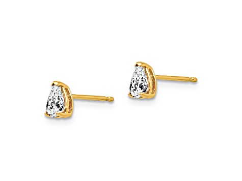 14K Yellow Gold 5x3mm Pear Cubic Zirconia Earrings