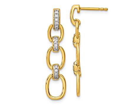 14K Yellow Gold Lab Grown Diamond SI1/SI2, G H I, Fancy Link Post Dangle Earrings