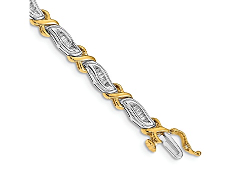 14k Yellow Gold and 14k White Gold Baguette Diamond Bracelet