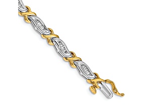 14k Yellow Gold and 14k White Gold Baguette Diamond Bracelet