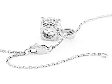 14K White Gold Round IGI Certified Lab Grown Diamond Solitaire Pendant With Chain 2.0ct, F/VS2