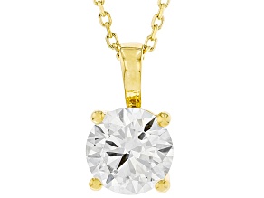14K Yellow Gold Round IGI Certified Lab Grown Diamond Solitaire Pendant With Chain 2.0ct, F/VS2