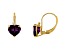 10K Yellow Gold Amethyst and Diamond Heart Leverback Earrings 1.63ctw