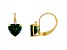 10K Yellow Gold Lab Created Emerald and Diamond Heart Leverback Earrings 1.79ctw