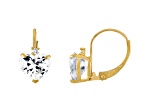 10K Yellow Gold Lab Created White Sapphire and Diamond Heart Leverback Earrings 2.53ctw