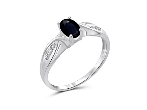 Black Sapphire Rhodium Over Sterling Silver Ring 0.56ctw