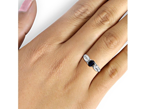 Black Sapphire Rhodium Over Sterling Silver Ring 0.56ctw