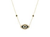 White And Blue Diamond 10K Yellow Gold Evil Eye Necklace 0.35ctw