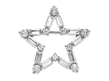 Picture of Rhodium Over Sterling Silver Cubic Zirconia Star Pin Brooch