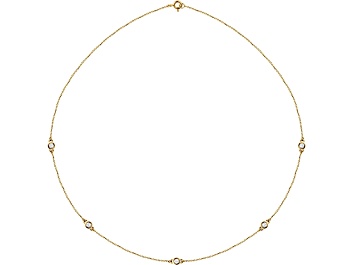 Picture of 14K Yellow Gold 0.50ctw White Diamond 5-Stone Station Necklace, 18 Inches.