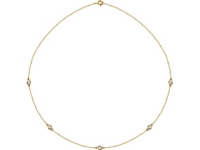 14K Yellow Gold 0.50ctw White Diamond 5-Stone Station Necklace, 18 Inches.
