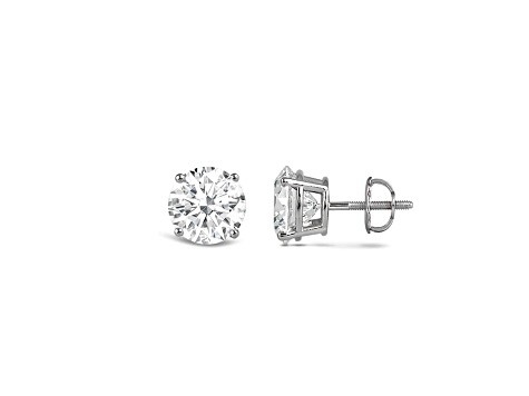 14K White Gold 0.75 Ctw Round Lab-Grown Diamond Studs, F Color SI2 Clarity