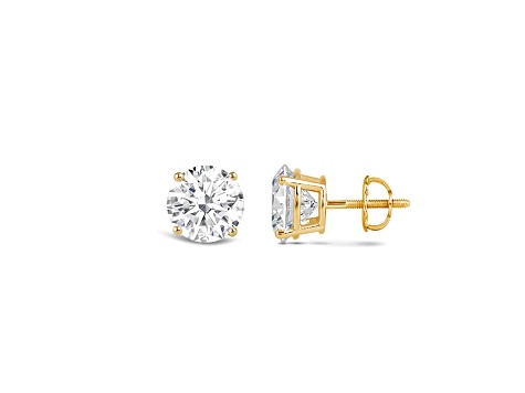 14K Yellow Gold 0.75 Ctw Round Lab-Grown Diamond Studs, F Color SI2 Clarity