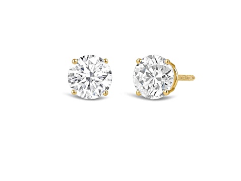 14K Yellow Gold 0.75 Ctw Round Lab-Grown Diamond Studs, F Color SI2 Clarity