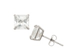 Lab Created White Sapphire Princess Cut 10K White Gold Stud Earrings, 2.8ctw