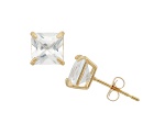 Lab Created White Sapphire Princess Cut 10K Yellow Gold Stud Earrings, 2.8ctw