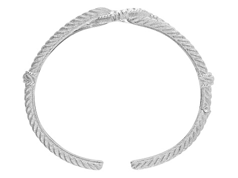 Judith Ripka 0.45ctw Bella Luce® Diamond Simulant Rhodium Over Sterling Silver Textured Bracelet