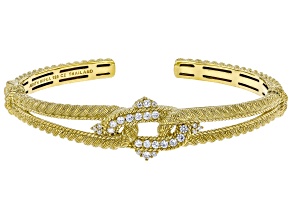 Judith Ripka 0.45ctw Bella Luce® Diamond Simulant 14K Yellow Gold Clad Textured Cuff Bracelet