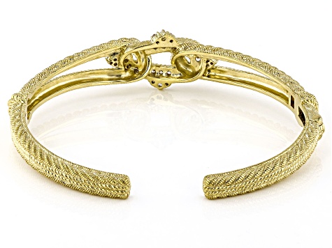 Judith Ripka 0.45ctw Bella Luce® Diamond Simulant 14K Yellow Gold Clad Textured Cuff Bracelet