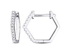 1/3 CT TGW Created Moissanite Pentagon Hoop Earrings in Sterling Silver