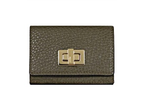 Fendi Selleria Leather Avocado Green Micro Trifold Wallet